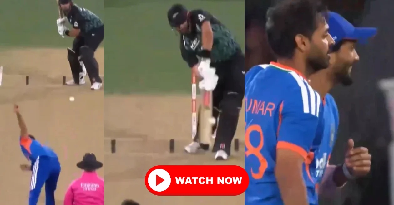 NZ vs IND [WATCH]: Bhuvneshwar Kumar dismisses Daryl Mitchell with clever knuckle ball in 2nd T20I