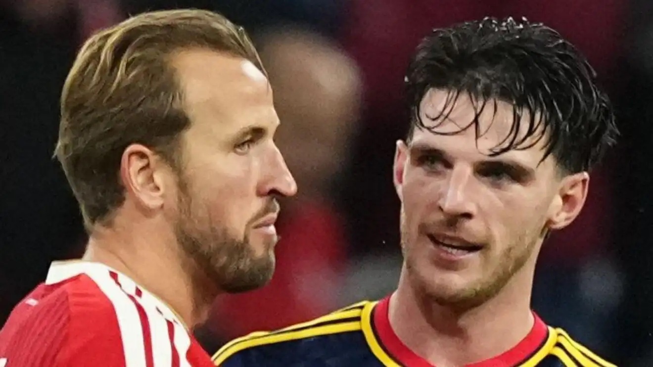 Bayern Munich striker Harry Kane and Arsenal midfielder Declan Rice