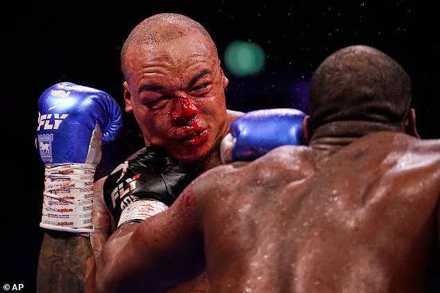 Wardley took a lot of punishment in the latter rounds of their first encounter in May (above)