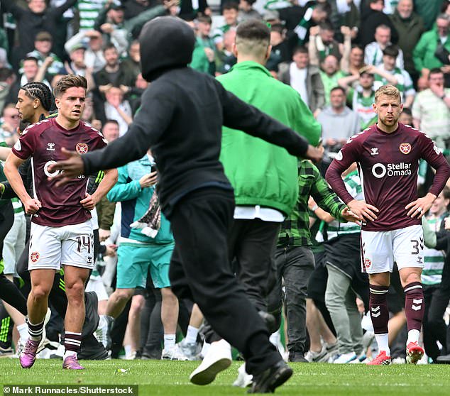 Celtic fans invaded the pitch at full time but O'Neill defended them afterwards