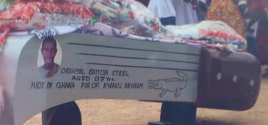 Photos: Man buried in cutlass coffin causes massive reactions