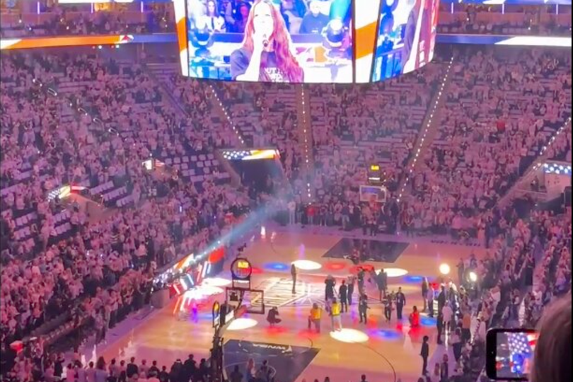 The Chase Center's floor before Game 2 of the WNBA Finals