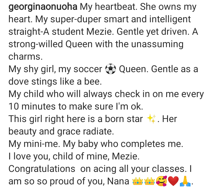 This Girl Right Here Is A Born Star Actress Georgina Onuoha Congratulates Daughter For 