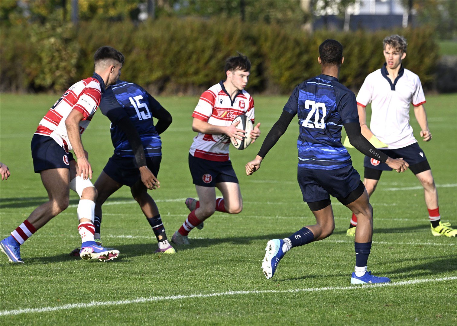 Lewis Hay gets the ball with the line in sight. Picture: James Officer