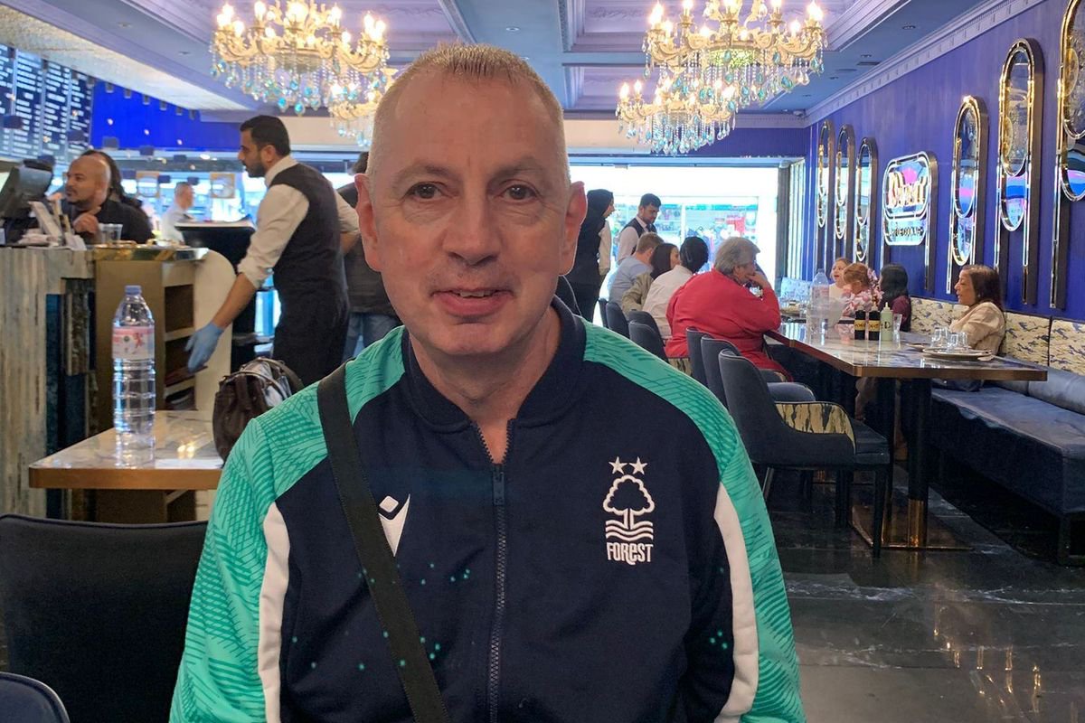 Photo shows Nottingham Forest fan Stephen Crean, who says he hasn't been putting off attending Forest matches across the country