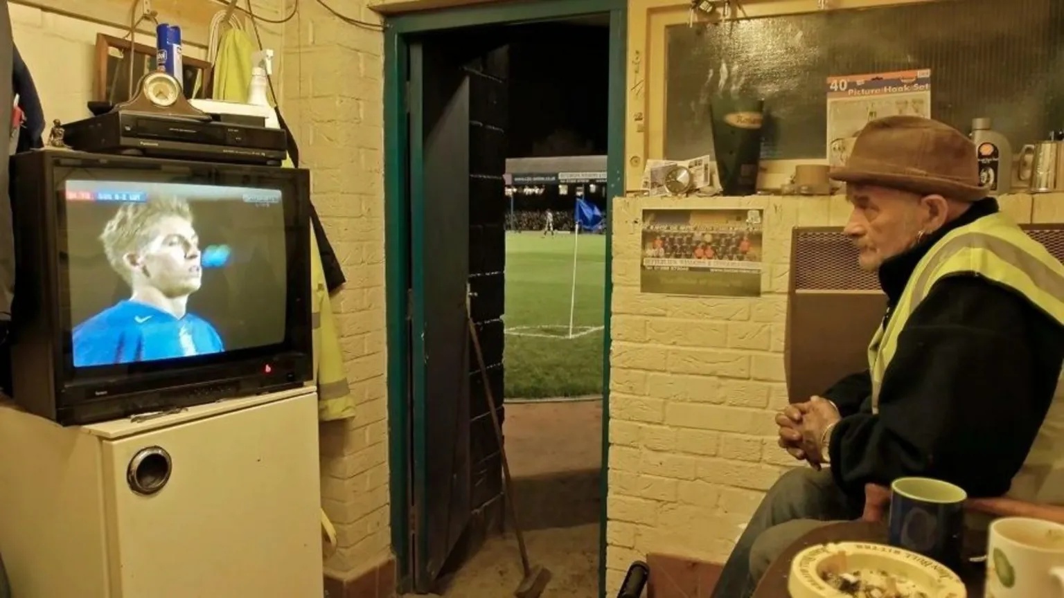 Peter Robinson A Peter Robinson image of a groundsman in his hut at the Southend FC vs Luton game in 2004 
