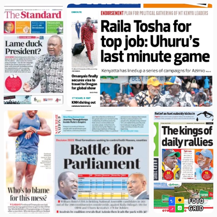 July 15th The Standard, Daily Nation, The Star, People Daily