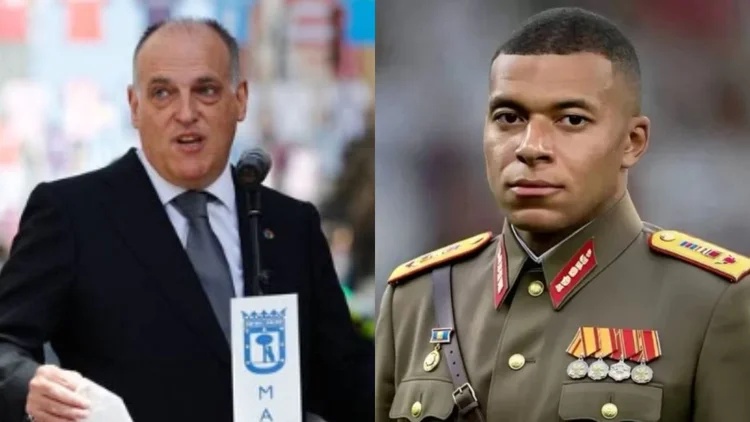 Javier Tebas se reuniu com embaixador chinês para resolver polêmica causada por Mbappé (Reprodução/Instagram/@javier.tebas e reprodução/redes sociais)