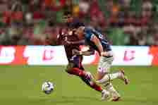 Gerald Taylor of Costa Rica defends against Ramon Sosa of Paraguay during the CONMEBOL Copa America 2024 Group D match between Costa Rica and Parag...