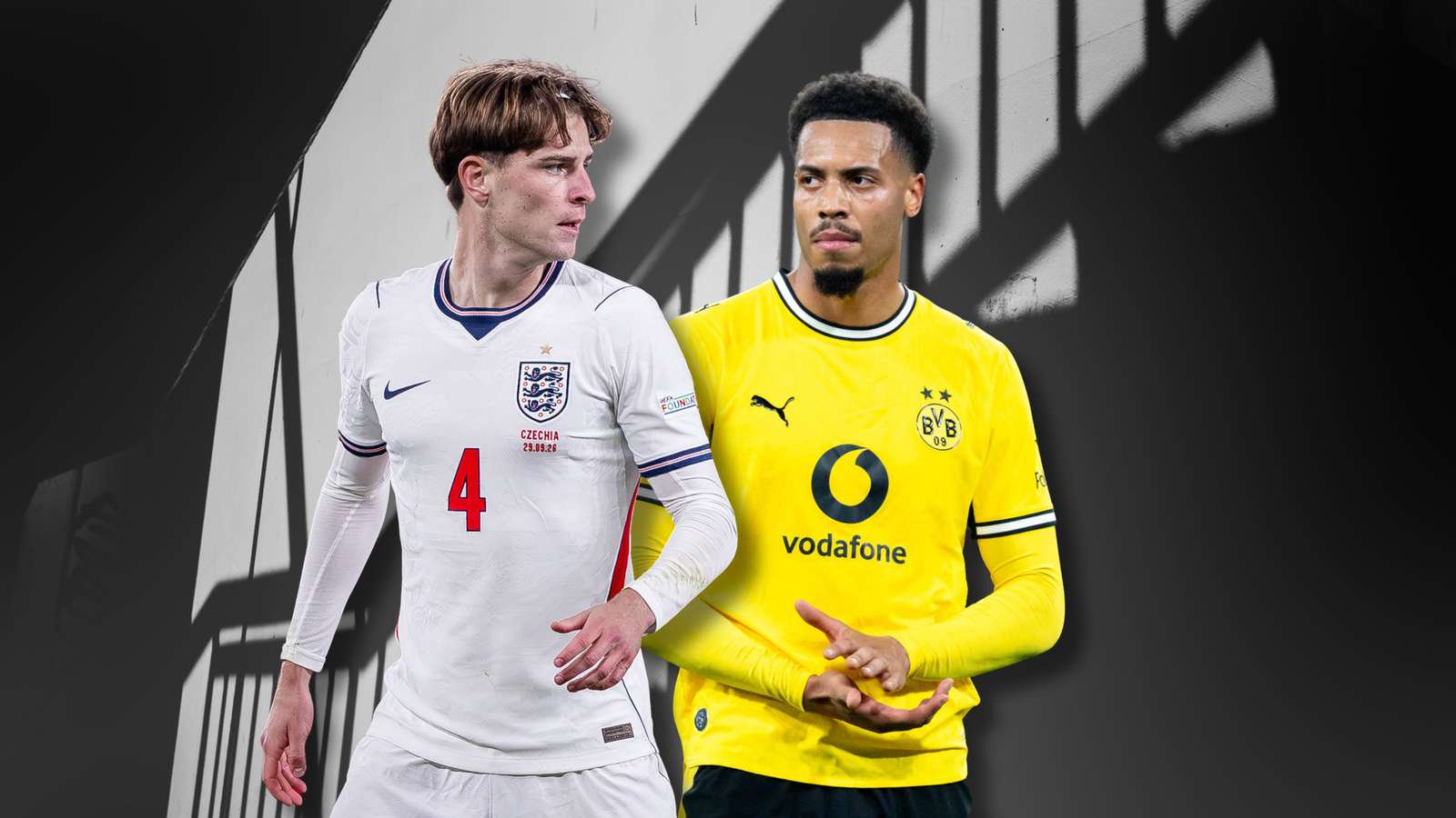 Alex Scott und BVB-Profi Felix Nmecha