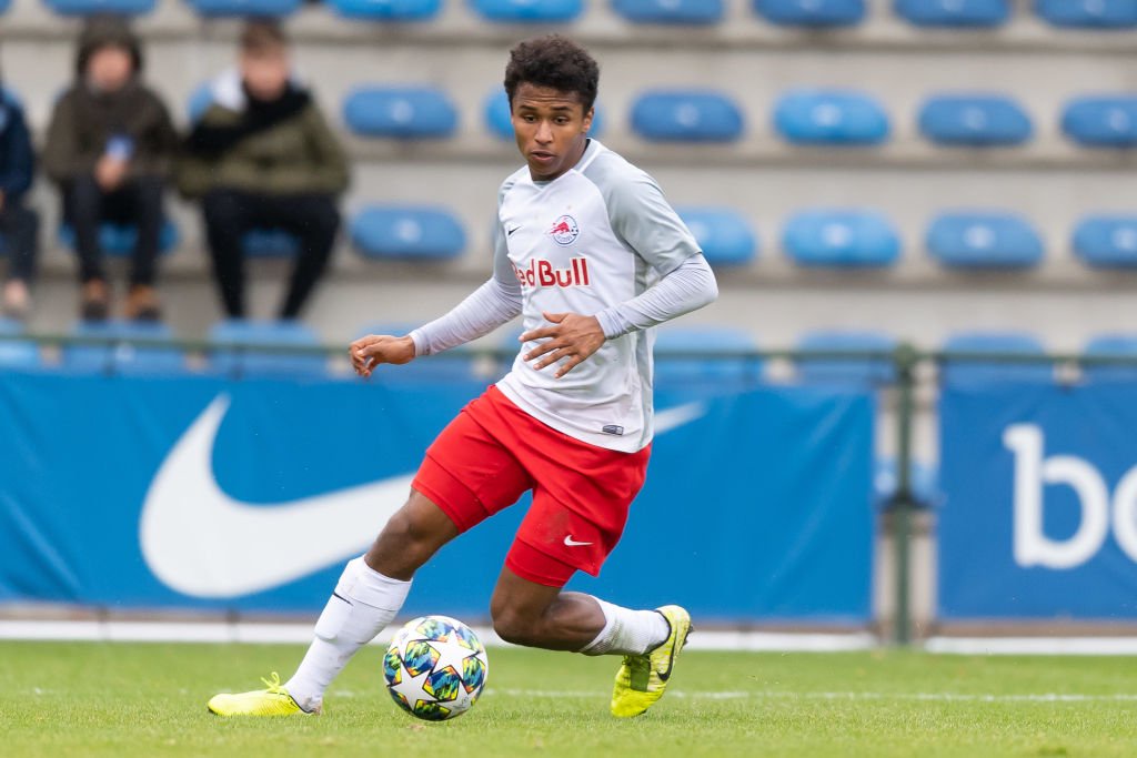 Karim Adeyemi in action for RB Salzburg.