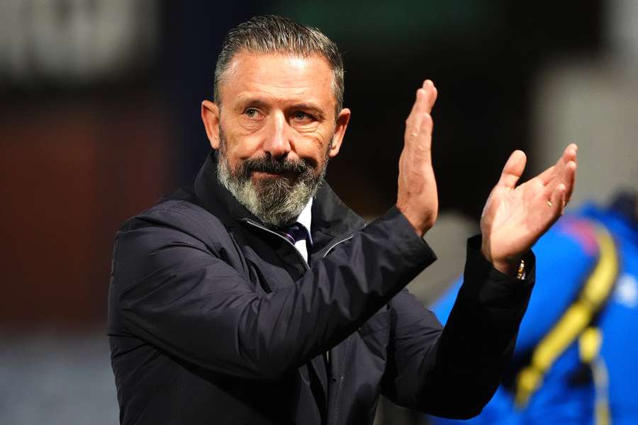Rangers manager Derek McInnes acknowledges the fans after the final whistle
