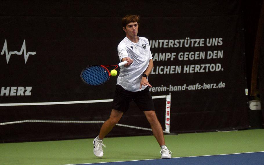 Erik Findlay strikes the ball.