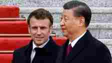 Chinese President Xi Jinping with Macron in Beijing last year