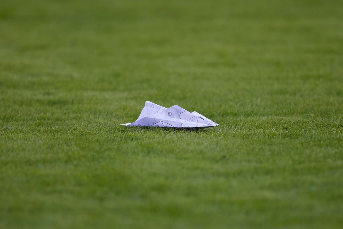 Paper planes were launched onto the pitch