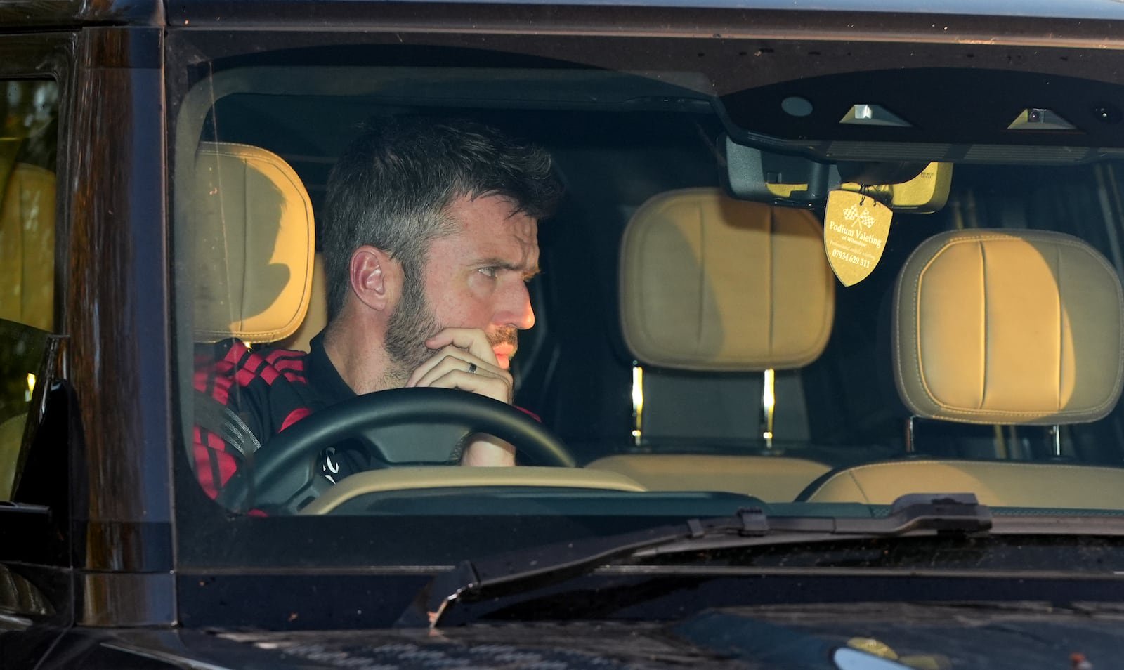 Manchester United manager Michael Carrick arriving at Carrington for training on Tuesday morning. Photo: Annabel Lee-Ellis/Press Association.