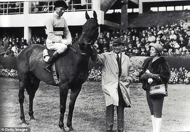 Cheltenham Gold Cup winner Arkle, with jockey Pat Taaffe, and trainer Tom Dreaper (centre) who lived close to Donaghmore Ashbourne and was a devoted fan of the club