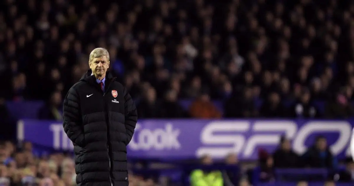 Arsenal manager Arsene Wenger looks on during his side's defeat against Everton in the Premier League match at Goodison Park, Liverpool, March 2007.