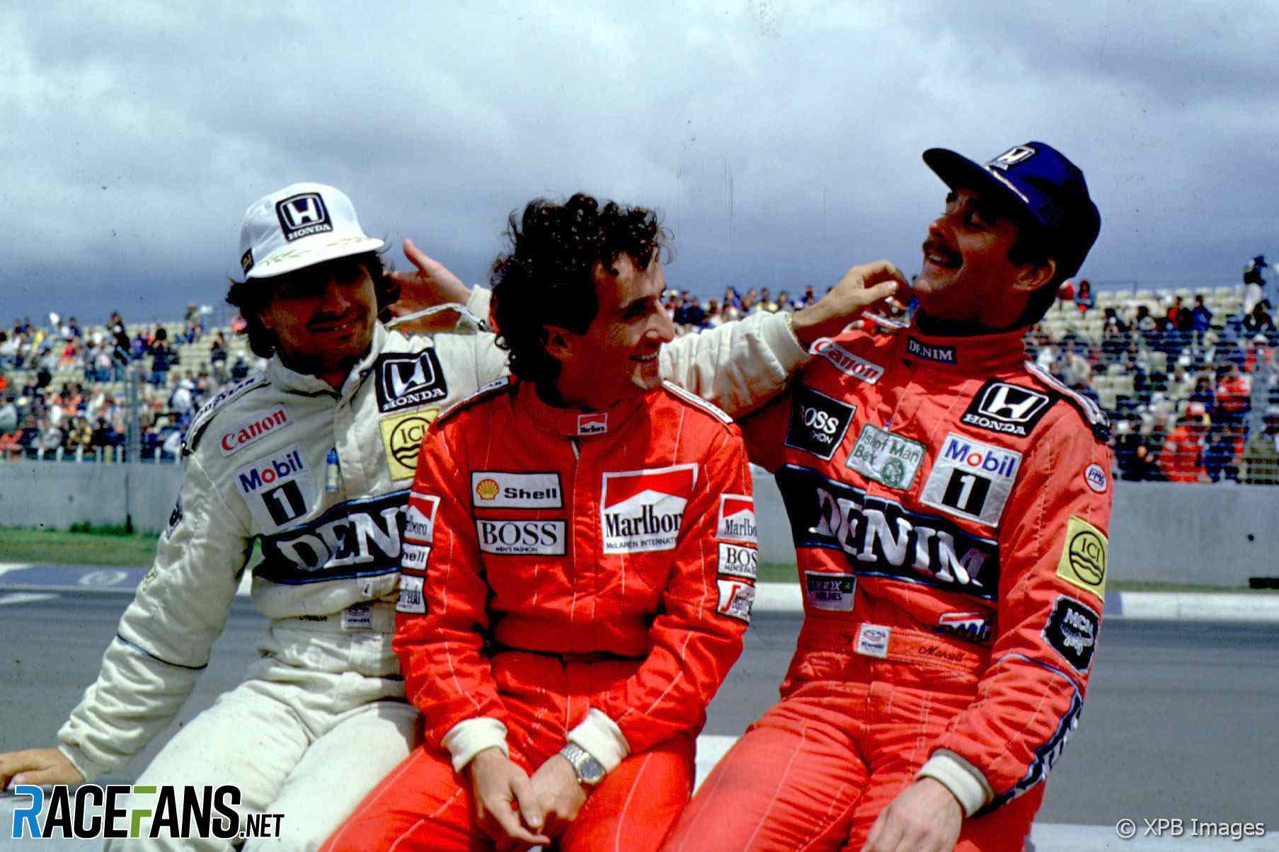 Nelson Piquet, Alain Prost, Nigel Mansell, Adelaide, 1986