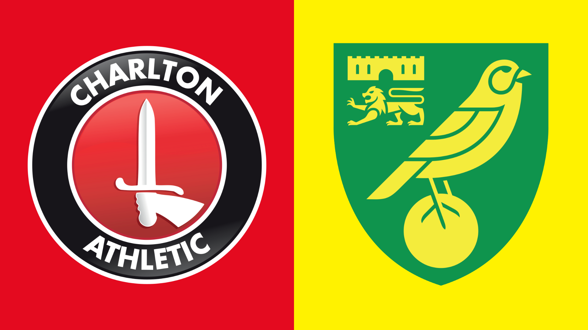 Side-by-side of Charlton Athletic and Norwich City club badges