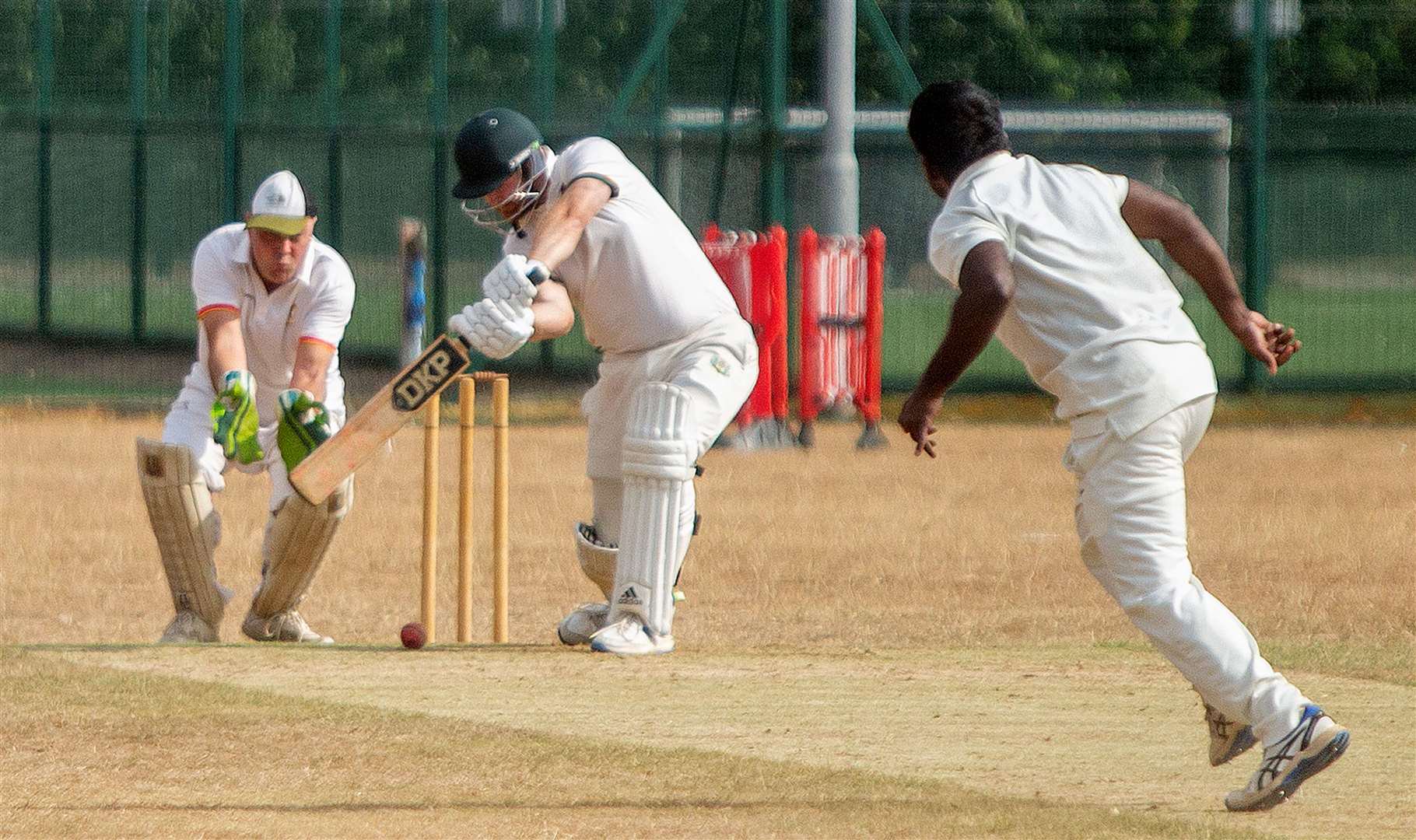 Long Itchington batting against FISSC in the Cotswolds Hills League First Division game at Tiddington on Saturday. Photo: Mark Williamson
