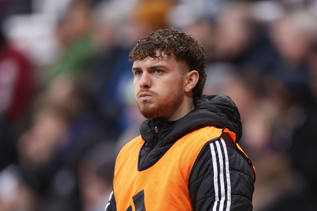 Harvey Elliott of Aston Villa looks on during the Premier League match between Newcastle United and Aston Villa at St James' Park