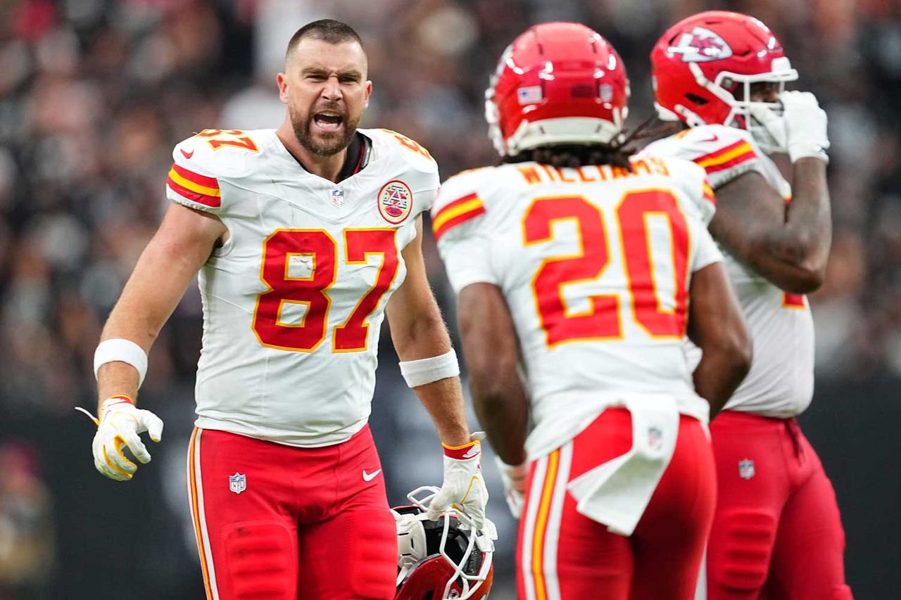Travis Kelce on Oct. 4 in Las VegasCredit: Chris Unger/Getty