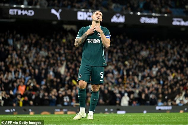 Lewis Dunk missed the decisive penalty as Brighton missed out on a place in the quarter-finals