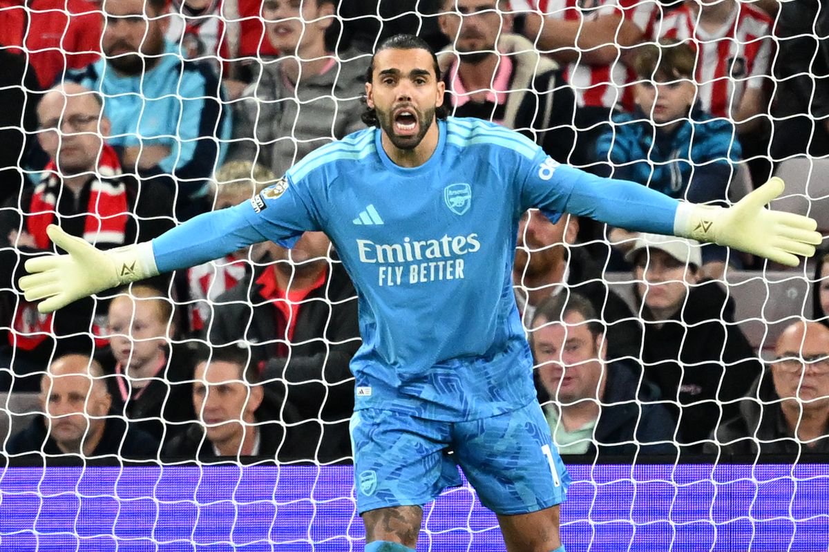 David Raya of Arsenal gesture during the Premier League 2026/27 match between Sunderland and Arsenal FC at Stadium of Light on September 12, 2026 in Sunderland, England