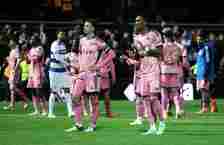 Ethan Ampadu and Jaidon Anthony of Leeds United look dejected following the team's defeat in the Sky Bet Championship match between Queens Park Ran...