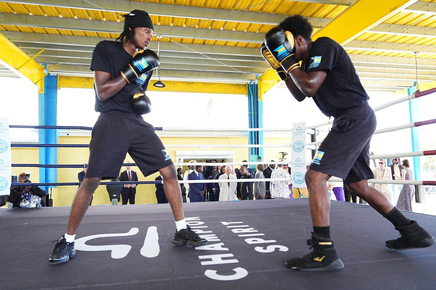 The King watching a youth boxing session