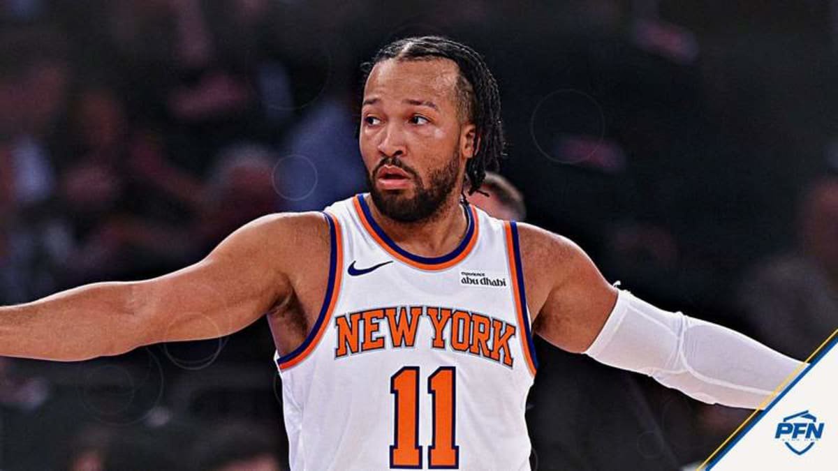 Oct 15, 2026; New York, New York, USA; New York Knicks point guard Jalen Brunson (11) reacts during the first quarter against the Toronto Raptors at Madison Square Garden. © Vincent Carchietta-Imagn Images