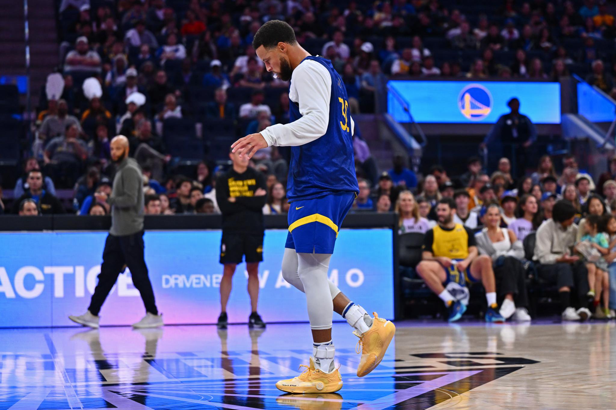 Stephen Curry of the Golden State Warriors on the basketball court.