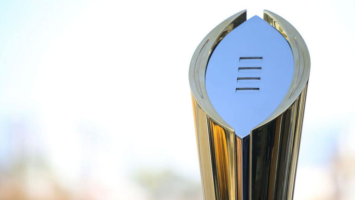 CFP trophy during the College Football Playoff