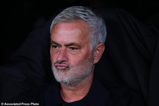 Real Madrid's head coach Jose Mourinho sits on the bench before the La Liga soccer match between Real Madrid and Sevilla in Madrid, Spain, Sunday, Oct. 18, 2026. (AP Photo/Manu Fernandez)