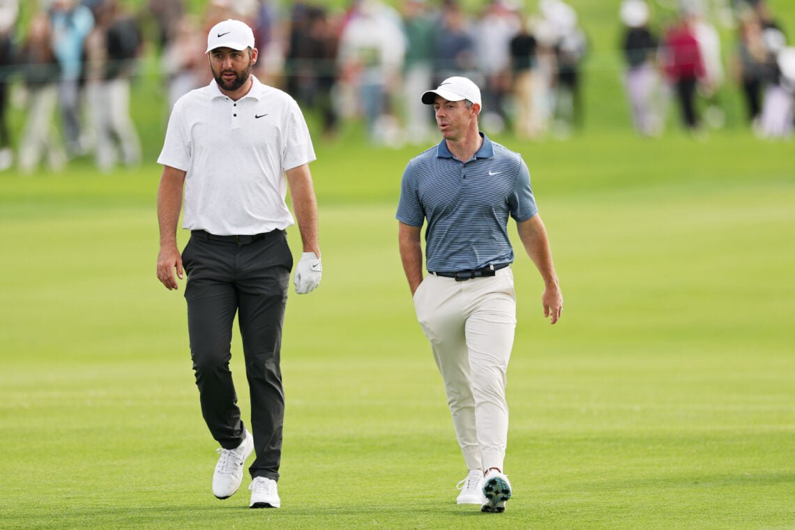 Scottie Scheffler and Rory McIlroy during the final round of The Genesis Invitational 2025