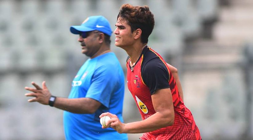 Arjun Tendulkar during a Team India practice session in 2017. (File)