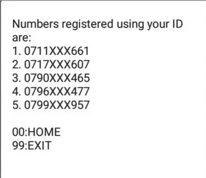 Safaricom Registered Numbers