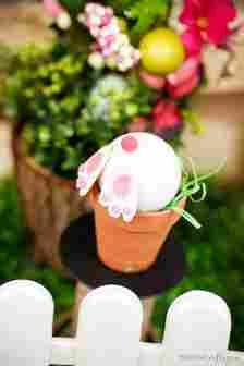 Bunny Hiding in a Flower Pot Easter Decoration