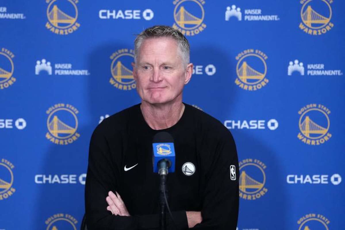 Oct 21, 2026; Los Angeles, California, USA; Golden State Warriors head coach Steve Kerr at press conference at the Crypto.com Arena. © Kirby Lee-Imagn Images
