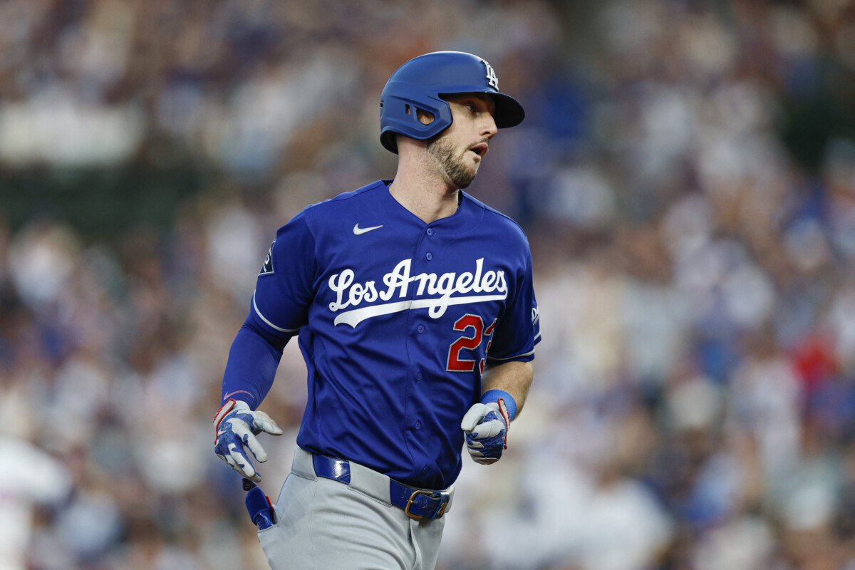 Aug 4, 2026; Chicago, Illinois, USA; Los Angeles Dodgers right fielder Kyle Tucker (23) rounds the bases after hitting a solo home run against the Chicago Cubs during the second inning at Wrigley Field. Mandatory Credit: Kamil Krzaczynski-Imagn Images