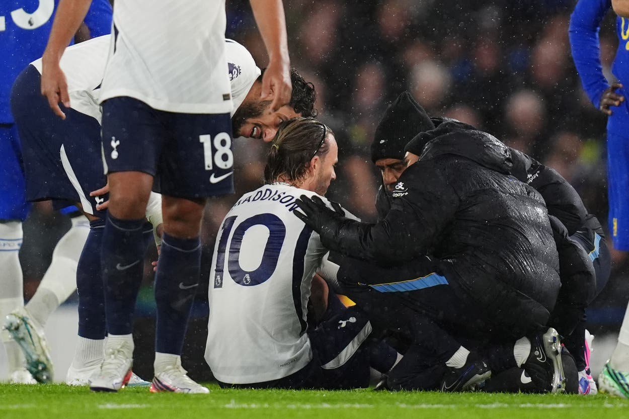James Maddison was forced off against Chelsea