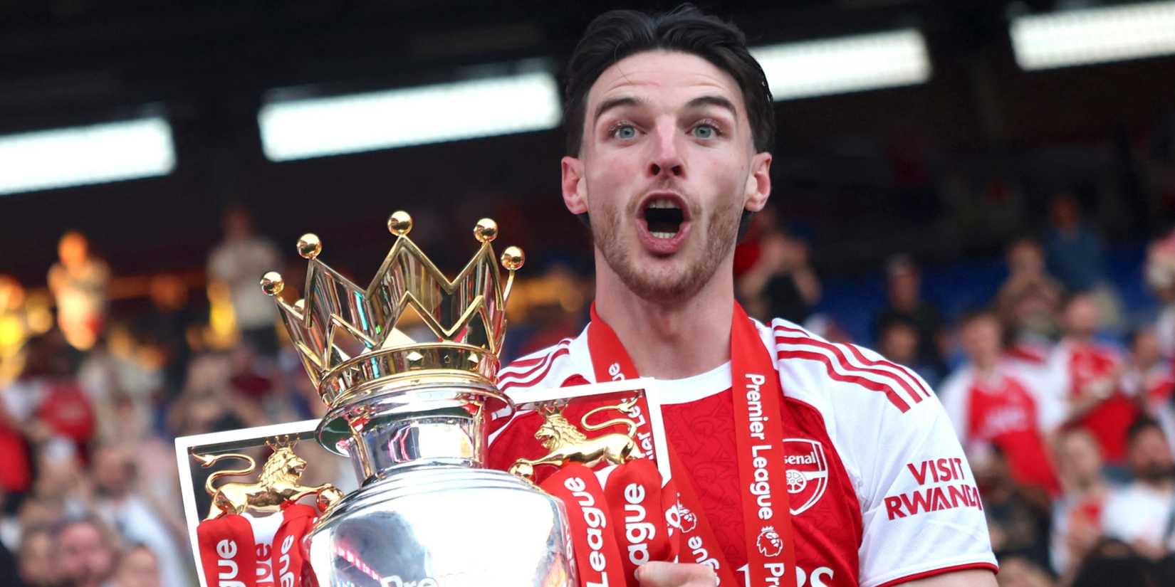 Declan Rice with Premier League trophy