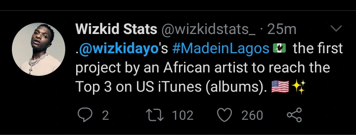 Album - Fans React As Wizkid’s Made In Lagos Album Displaces Ariana Grande, Drake, Eminem And Other Albums On UK Chart Bc33d0a8fcd826e2886e5129f22b28a7?quality=uhq&format=webp&resize=720