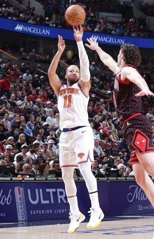 Jalen Brunson in action during the Knicks-Bulls game on Oct. 28, 2026.Credit: Jeff Haynes/NBAE via Getty