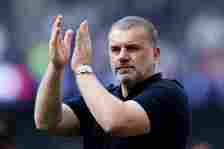 Ange Postecoglou, Manager of Tottenham Hotspur, applauds the fans after the Premier League match between Tottenham Hotspur and Burnley FC at Totten...
