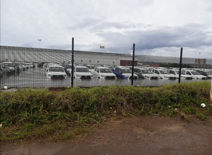 Flooding at Toyota's Prospecton plant in April 2022. File photo.