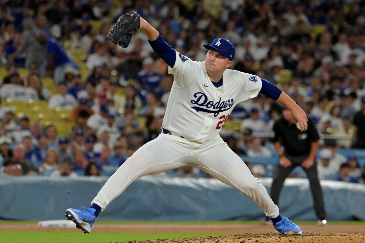 Sep 8, 2026; Los Angeles, California, USA; Los Angeles Dodgers starting pitcher Tarik Skubal (29) delivers to the plate against the Cincinnati Reds at Dodger Stadium. Mandatory Credit: Jayne Kamin-Oncea-Imagn Images