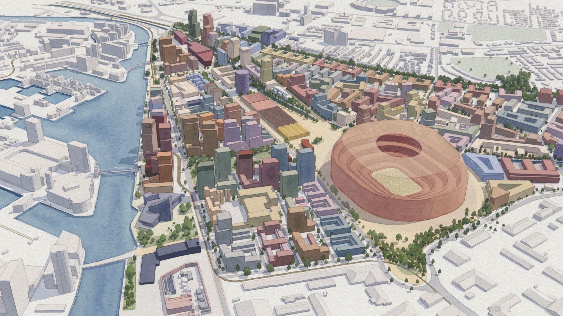 Manchester United's proposed new stadium plan drawing