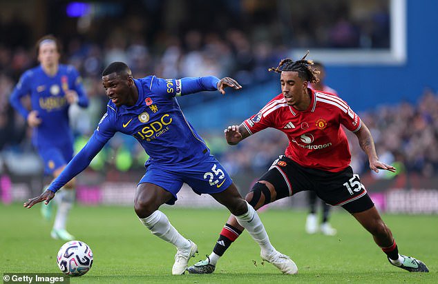 Leny Yoro (right) started well and looked a bright spot but he faded as the game got away